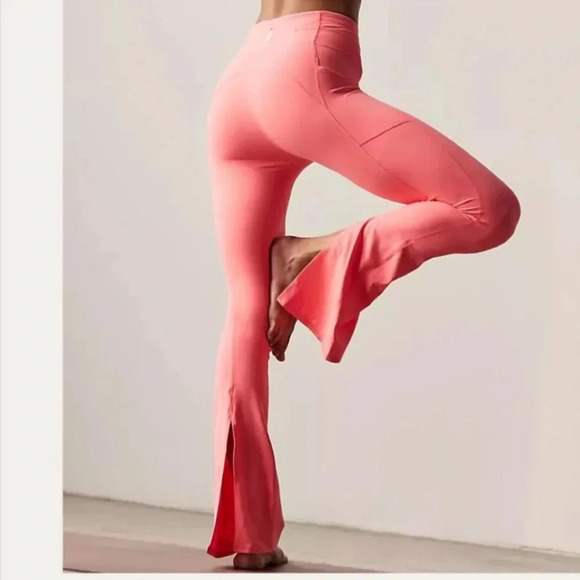 Free People Movement coral full length leggings with slits XS NWOT - Picture 5 of 6